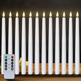 Flameless Flickering Taper Candles withwithout Remote Control Timer Dimmer Battery Operated Candlesticks for Christmas Wedding 240430