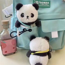 Decorative Figurines Plush Cute Panda Keychain Creativity Doll PP Cotton Korean Style Car Key Ring Christmas Gift