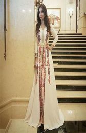 Elegant Muslim Evening Dress Moroccan Kaftan Robe De Soiree Dubai Lace Applique Formal Dress Long Sleeve Women Party Gowns9419006