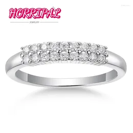 Cluster Rings HORRIPAL 1.5MM D Moissanite Ring Half Eternity Band For Women Jewellery Gifts S925 Sterling Silver Plate 18k Gold Diamond GRA