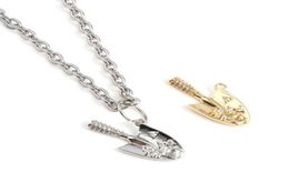 Charms Vintage Micro Pave Shovel Pendant For Necklace Making Gold Plated Clear Cubic Zirconia Bracelet 21 X 11mm9504282