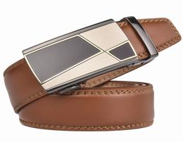 Plyesxale Automatic Buckle Brown Belt Men Brand Designer Mens Belts Luxury Genuine Leather Belt For Men High Quality B104053302