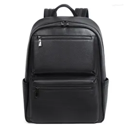 Backpack Classic Men's Casual Genuine Leather Black Waterproof Laptop School Bag Fashion Daypack Large Capacity Travel Backpacks