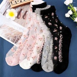 Women Socks Summer Jacquard Boat Thin Bow Ankle Short Sock Crystal