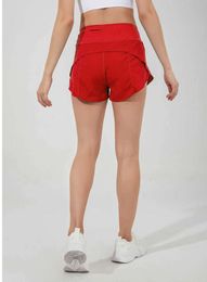 Ll shorts femininos de costas de zíper bolsos esportes com revestimento executando curto exercício de exercícios Treinamento de treino esportivo jogador 6 coloros6d