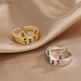 Couple Rings Cute cartoon kitten open ring for men with oil droplets cute animal foldable finger ring for girls Personalised Jewellery for parties WX