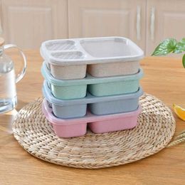 Lunch Boxes Bags Microwave Lunch Box Wheat Straw Dinnerware Food Storage Container Children Kids School Office Portable Bento Box Lunch Bag