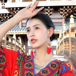 Dangle Earrings Tassel Feather Bead Ancient Ear Drop Bohemia Style Colorful Hook Ethnic Fashion Jewelry