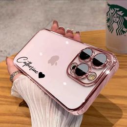 Cell Phone Cases Personalized custom name for iPhone 15 14 13 11 Pro Max luxurious electroplated transparent soft cover DIY 15 Pro Max J240509