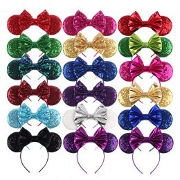 Decoration 10Pcs/Lot Wholesale Sequins Mouse Ears Leopard Bow Hairband Headband Girls Women Hair Decoration Party Headwear Hair Accessories