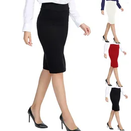 Skirts Women Fashion Solid Color Midi Casual High Waist Side Split Slim Ladies Elegant A Line Pleated