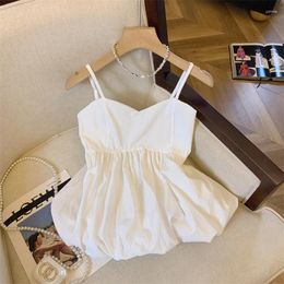 Women's Tanks Women White Crop Top Y2k Sleeveless Tees Aesthetic Off Shoulder Tank Tops Vintage Corset Summer Camisole Clothes