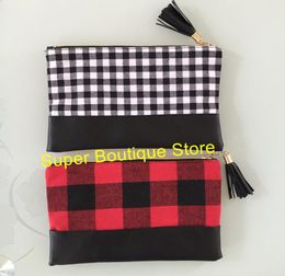 Customise buffalo plaid makeup bag good quality 2 Colours ready to ship in stock clutch bags cosmetic bag women clutch whole1209317