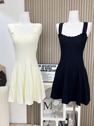 Casual Dresses Summer Classical Solid Color Dress Fashion Knit Simple Sleeveless Slim Frocks 2000s Sexy Sweet Romantic Aesthetics One-Piece