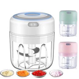 Garlic Food Mini Electric Portable Processor Vegetable Chopper Onion Mincer, Cordless Meat Grinder with USB Charging for Vegetable, Baby Food, Seasoning , ,