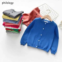 Sets PHILOLOGY Spring and Autumn Knitted Cardigan Sweater Baby Clothing Boys Girls Childrens Winter Q240508