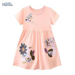 Girl's Dresses Little Fur Summer Dress Korean Childrens Clothing Princess Baby Girl Embroidered Cartoon Animal Childrens Clothing Cotton ClothingL2405