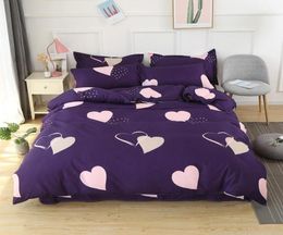 Home Textile Heart Purple Duvet Cover Plant Pattern Bed Sheet Pillowcase Girl Kid Adult Boy Bedding Set King Queen Full Bedlinen18668181