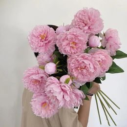 Decorative Flowers 3 Heads Artificial Peony Long Branch Fake Flower For Wedding Home Tabel Decoration Birthday Party Bridal Floral El