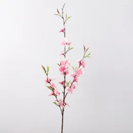Decorative Flowers 85cm Fake Peach With Leaves Realistic Home Decor Silk Blossoms Artificial Flower Floral Arrangement