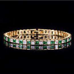 Choucong Brand New Wedding Bracelets Luxury Jewelry 18k Gold Fill Princess Cut 5A Cubic Zircon Emerald Gemstones Eternity Party Wo1503752
