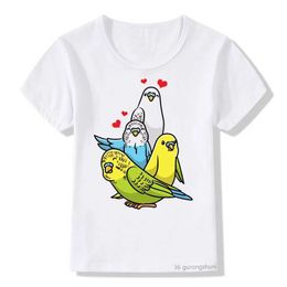 T-shirts New Boy T-shirt Cute Budgie Parrot Childrens T-shirt Fashionable and Fun Girl T-shirt Summer Short sleeved Baby Shirt Wholesale TopL240509
