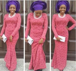 aso ebi Styles Women Evening Dresses bellanaija weddings Wear Formal Party gowns nigerian lace styles Long Sleeve Evening Dress1001410