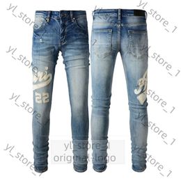 Man Jeans Designer Pants Purple Jeans Brand Mens Jeans Skinny Hole Ripped Biker Pants Skinny Pant High Street Hole Leg Fit Men Womens Trousers Stretch 99a3