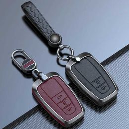 Car Key Zinc Alloy Cowhide Car Remote Key Case Fob For Toyota Prius Camry Corolla CHR C-HR RAV4 Land Cruiser Prado Keychain Accessories T240509