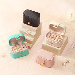 Jewelry Pouches 1Pc Portable Leather Ring Storage Box With 5 Roll Can Waterproof Organizer Display For Travel