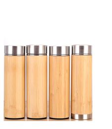 Creatity Bamboo Stainless Steel Vacuum Mug Car Straight Water Bottle Purple Clay Liner Handy Tumbler Business Gift4086684