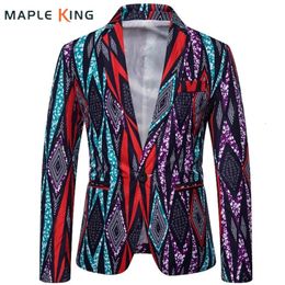 Ethnic Style Diamond Printed Mens Blazer Jacket Vinatge Linen Ternos Social Masculino Elegant Jacket Men Dress Coat 240426