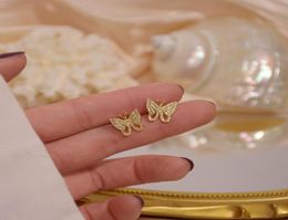 Stud 2021 Butterfly Gold Earrings Banquet Jewelry Luxury 14k Real Ladies Pendant Fashion Cubic Zirconia2772042