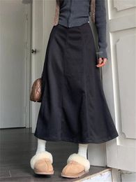 Skirts Alien Kitty Black High Waist A-Line Women Solid Elegant Casual Spring Office Lady Sweet Slim Chic All Match Vintage