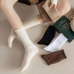 Women Socks 5 Pairs Of Women's Solid Colour Warm For Autumn And Winter. Breathable Sports Mid Length Casual