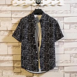 Men's Casual Shirts 2024 Summer Fashion Multicolor Flower Shirt Lapel Loose Printed Short Sleeve Hawaii Beach Style Tops