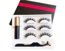 3 Pairs Magnetic Eyelashes False Lashes Liquid Eyeliner Tweezer eye makeup set 3D magnet False eyelashes DHL 6739770