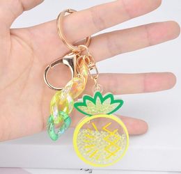 Keychains Summer Girl Key Chain Watermelon Pineapple Strawberry Rings Charm Holder Women039s Bag Keychain For Car Keys5784643