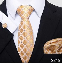 Bow Ties Man Tie Set Necktie Silk Woven Handkerchief Cufflinks For Men Year Party Gift