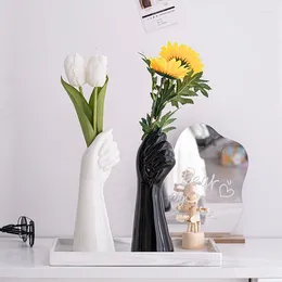 Vases Minimalist Hydroponic Flower Vase Living Room Tabletop Light Luxury Decoration Ins Style Cross-border Ceramic