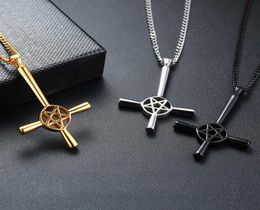 Church Seal Of Satan Cross Nelaces Pendant for Men Crucifix Satanic Stainless Steel Nelace Male Jewelry5951211