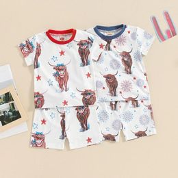 Clothing Sets Pudcoco Infant Baby Boys Shorts Set Cow Print Short Sleeve Crew Neck T-shirt With Elastic Waist Summer Outfit 0-3T