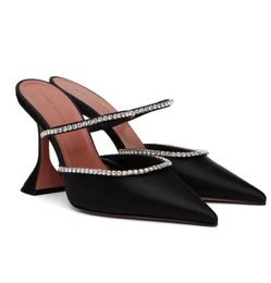 23SS Top Design Amina Muaddi Women Sandals Shoes Gilda Crystal-embellishments Straps Mules Party Dress Lady High Heels