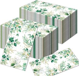 100PCS Eucalyptus Paper Napkins 3040cm Disposable Greenery Cocktail Towels for Dinner Party Wedding Anniversary Birthday 240508