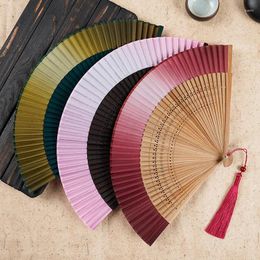 Party Favor Folding Bamboo Fan For Women Hollow Out Silk Antique Style Chinese Gift Carved Logo Small Girl