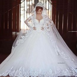 Sailmhamad Long Sleeves Lace Chinslique Clys Ball Dress Vrustes Chapel Train Amazing Dative New Bridal Downs 0509