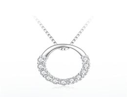 925 sterling silver pendant necklace women short European and American fashion circle diamond clavicle chain jewelry32297195081563