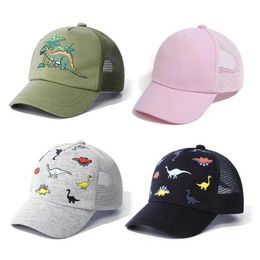 Caps Hats Summer Baby Hat Dinosaur Net Childrens Sun Hat Girl Sports Accessories Travel Childrens Baseball Hat 0-5Y Adjustable d240509