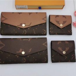 Luxury Brand Unisex Wallet Size Letter Colorblock Men's and Women's Wallets Designer Flip Metal Buckle Female Long Clutch Mul 277E