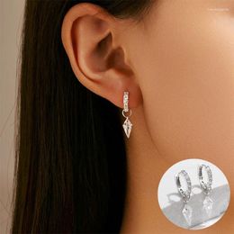 Hoop Earrings 925 Sterling Silver Zircon Geometric Earring For Women Girl Simple Fashion Conical Design Jewellery Party Gift Drop